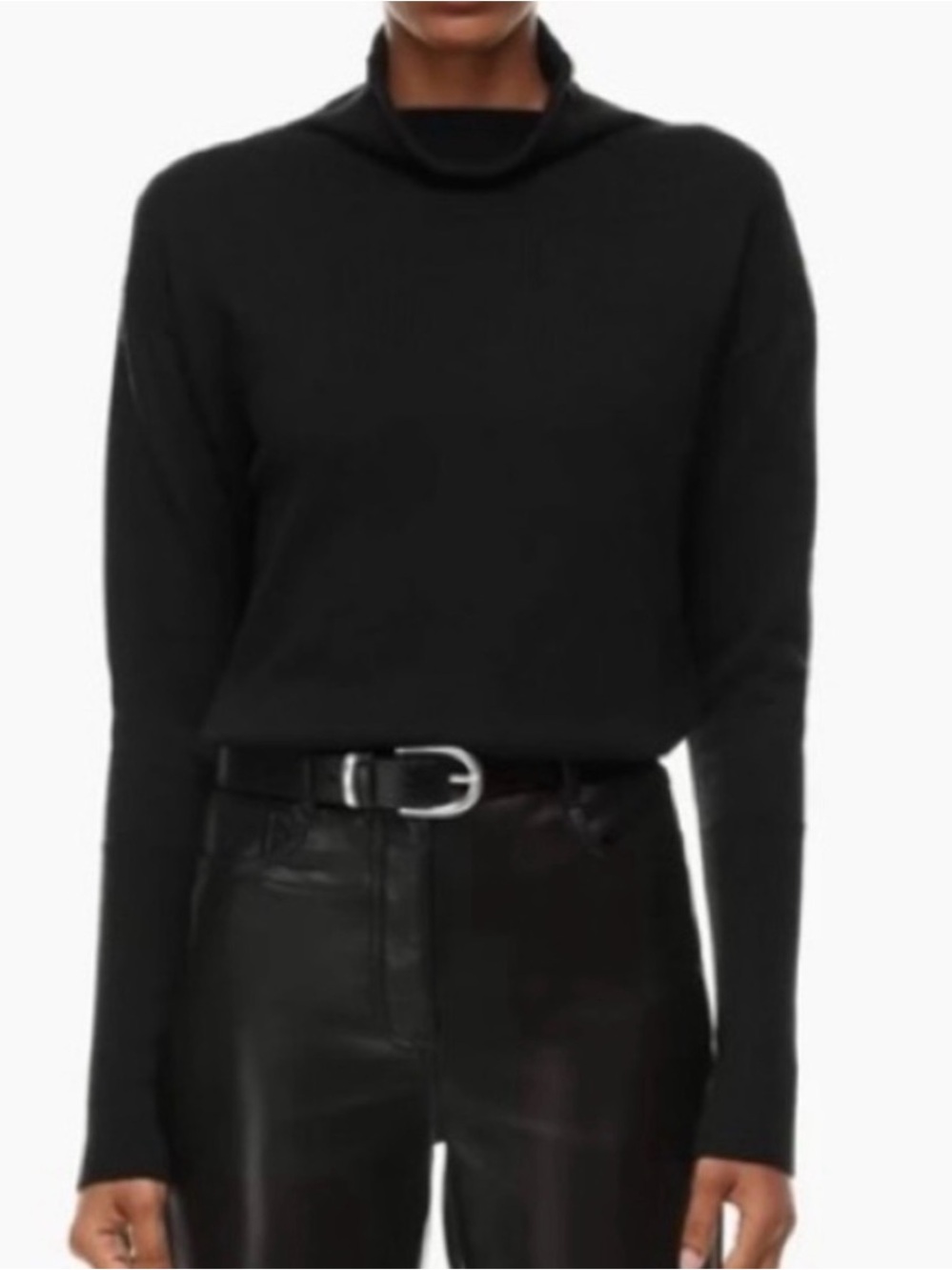 Wilfred Cyprie Merino Wool Mockneck Sweater Black Size Small Aritzia #56718